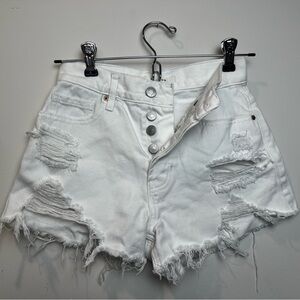 PacSun White Ripped Jean Shorts